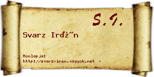 Svarz Irén névjegykártya